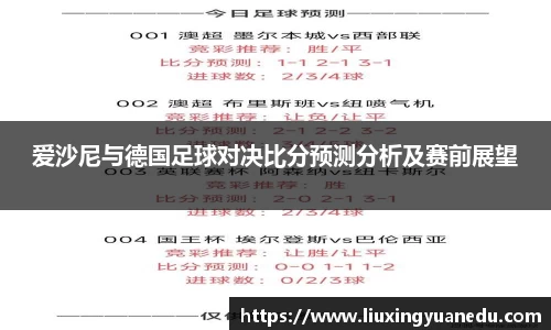 爱沙尼与德国足球对决比分预测分析及赛前展望